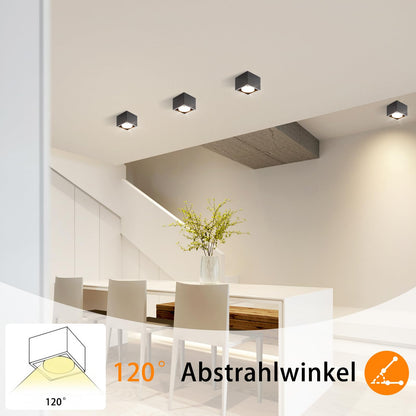 ZMH Deckenspots LED Schwarz Aufbauspot - Spots Deckenleuchte Aufputz inklusive LED Warmweiß GX53 5W Deckenstrahler Eckig Aufbaustrahler Schwenkbar für Küche Wohnzimmer Esszimmer Korridor Flur