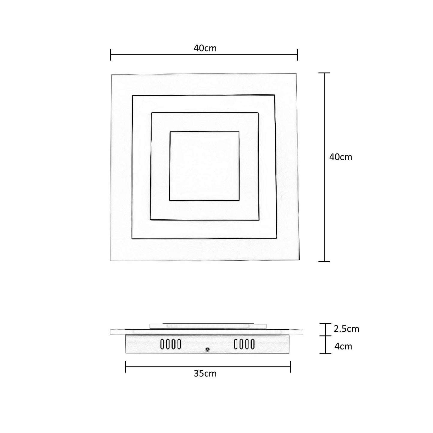 ZMH LED Deckenlampe Wohnzimmer Deckenleuchte Dimmbar - 40cm Wohnzimmerlampe mit Fernbedienung 41W Schlafzimmerlampe Quadratisch Metall Acryl Schlafzimmerlampe für Schlafzimmer Küche Büro Flur