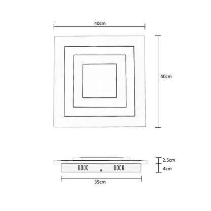 ZMH LED Deckenlampe Wohnzimmer Deckenleuchte Dimmbar - 40cm Wohnzimmerlampe mit Fernbedienung 41W Schlafzimmerlampe Quadratisch Metall Acryl Schlafzimmerlampe für Schlafzimmer Küche Büro Flur