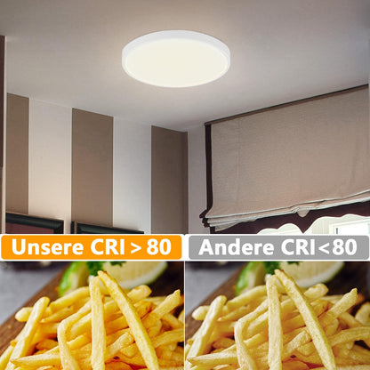 ZMH Deckenlampe LED Deckenleuchte Dimmbar - Ø30cm Badezimmerlampe Flach 20W Bad Deckenbeleuchtung mit Fernbedienung Schlafzimmerlampe Rund IP44 Wasserdicht Küchenlampe Weiß für Schlafzimmer Wohnzimmer