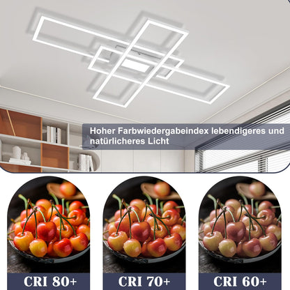 ZMH Deckenlampe LED Deckenleuchte Dimmbar - 50W Wohnzimmerlampe Weiß mit Fernbedienung Modern Design Schlafzimmerlampe Wohnzimmer Schlafzimmer Deckenbeleuchtung Geometrisch für Küche Flur