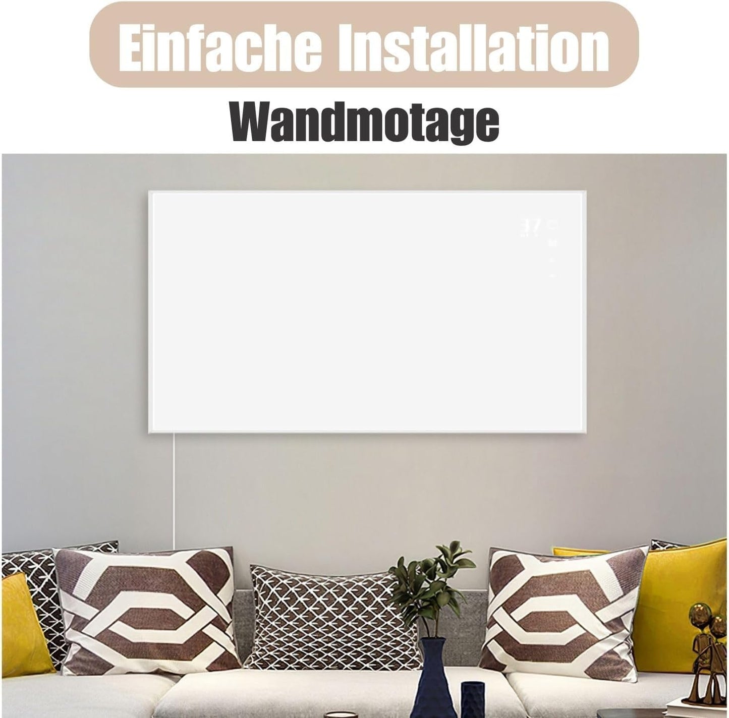 ZMH Infrarotheizung mit Thermostat Infrarot Wandheizung - 450W Elektroheizung mit Fernbedienung Elektrisch Heizung Energiesparend Standgerät Elektroheizkörper Wandmontage Heizgerät