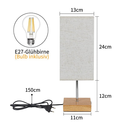 ZMH Tischlampe Dimmbar Touch Nachttischlampe - USB Vintage Schreibtischlampe mit Ladefunktion E27 Aufladbar Nachtlicht mit Stoff Lampenschirm für Schlafzimmer Geschenk Esszimmer Wohnzimmer