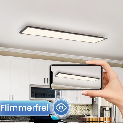 ZMH Deckenlampe Led Deckenleuchte Panel - Wohnzimmerlampe 120x30 cm K¨¹chenlampe Schwarz Modern 42W Schlafzimmerlampe Neutralwei? B¨¹ro Deckenbeleuchtung B¨¹roleuchte f¨¹r Wohnzimmer K¨¹che Schlafzimmer