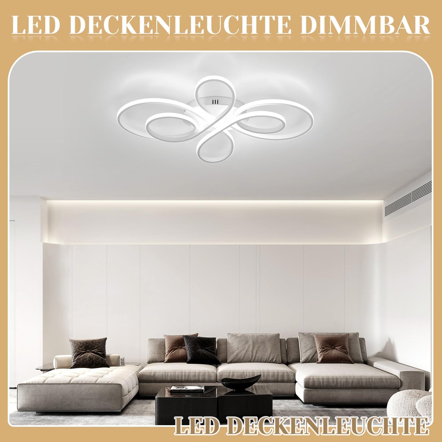 ZMH Deckenlampe LED Deckenleuchte Dimmbar - Wohnzimmerlampe 80cm Wohnzimmer 78W Modern Schlafzimmerlampe Schlafzimmer Weiß mit Fernbedienung Design Deckenbeleuchtung Groß für Esszimmer Büro Küche