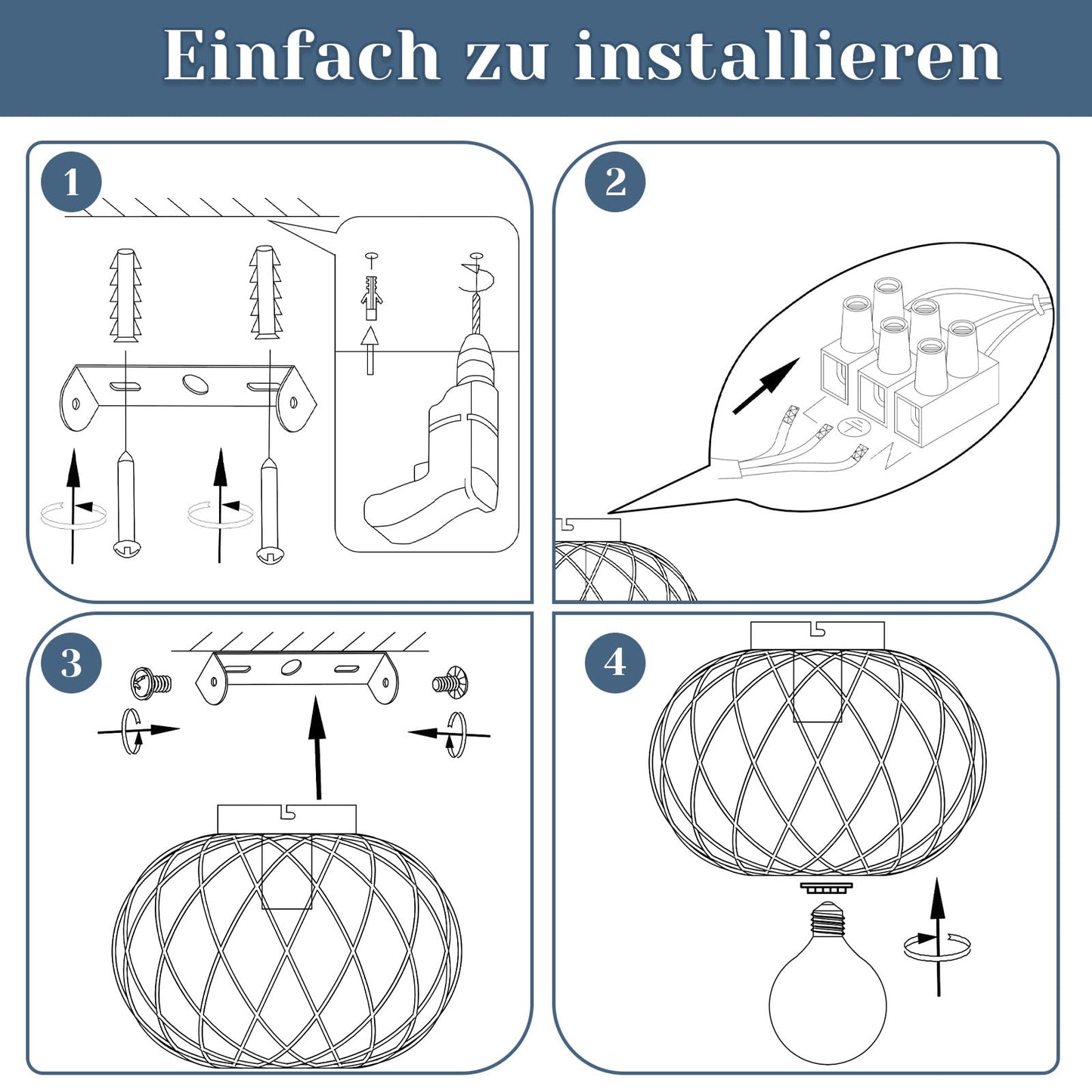 ZMH Deckenleuchte Schwarz Flurlampe Metall - Deckenlampe E27 Retro Runde Vintage Lampenschirm Industrial für Gang Korride Wohnzimmer Schlafzimmer Küche (Ohne Leuchtmittel Max.40W) 30CM