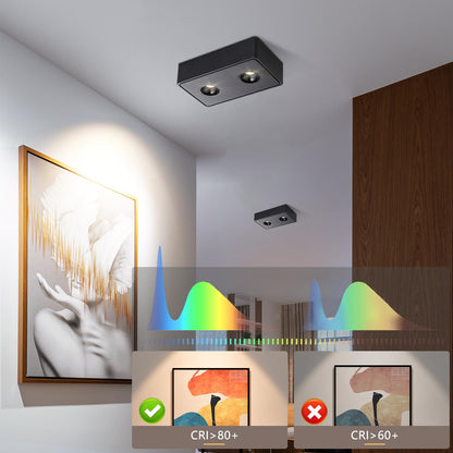 ZMH Spots Deckenleuchte LED Aufputz - Schwarz Aufbaustrahler mit 2 Flammig Deckenspots 14W Warmwei? Deckenstrahler Eckig Modern Spotbaken Flach Aufbauspot f¨¹r K¨¹che Wohnzimmer Esszimmer Korridor Flur
