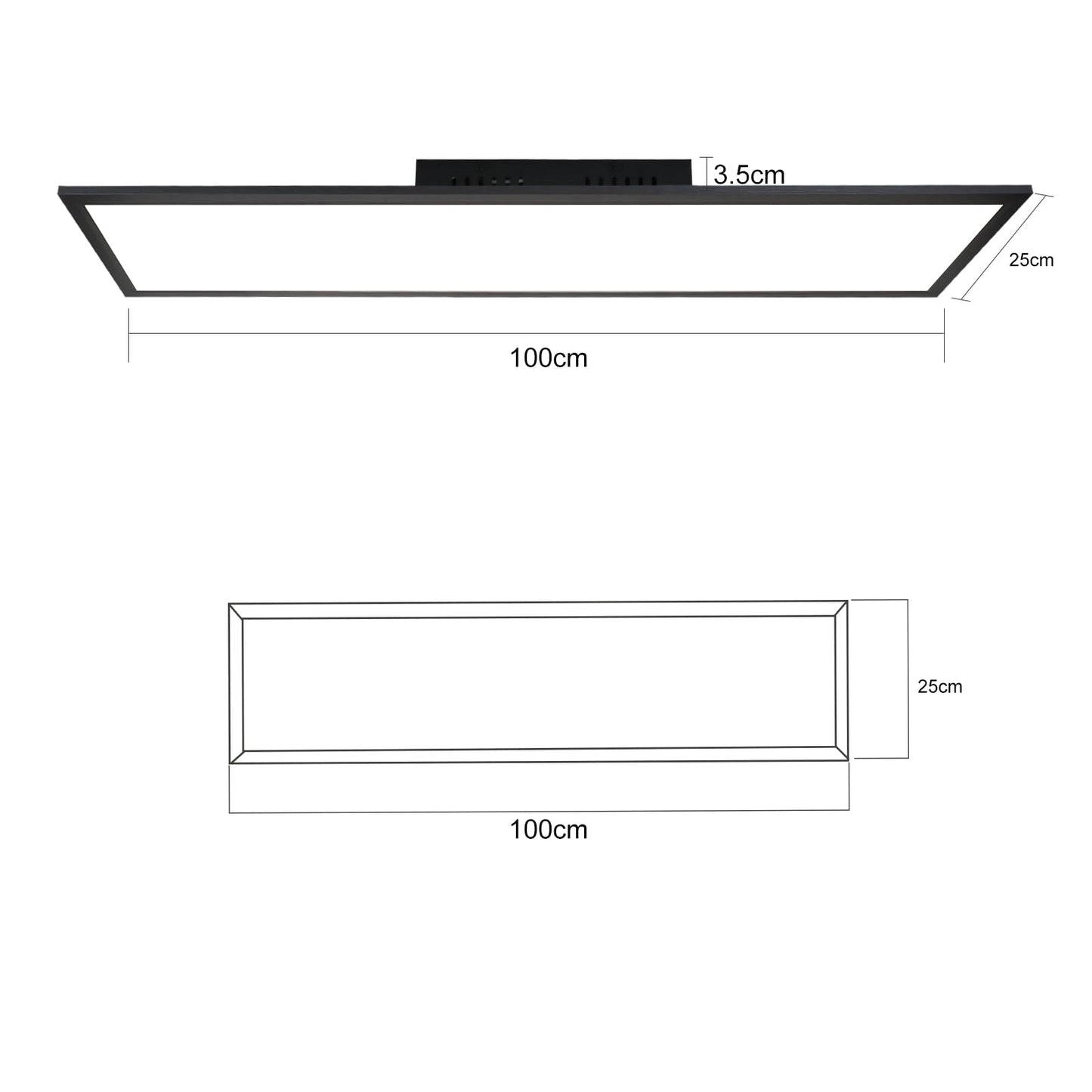 ZMH LED Panel Schwarz Deckenleuchte Dimmbar - Flach Deckenlampe Büro mit Fernbedienung Modern Wohnzimmerlampe 100x25CM Küchenlampe 42W Deckenpanel Schwarz Büroleuchte für Schlafzimmer Küche Flur