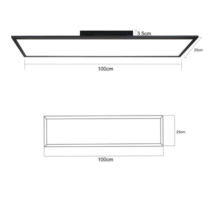 ZMH LED Panel Schwarz Deckenleuchte Dimmbar - Flach Deckenlampe Büro mit Fernbedienung Modern Wohnzimmerlampe 100x25CM Küchenlampe 42W Deckenpanel Schwarz Büroleuchte für Schlafzimmer Küche Flur