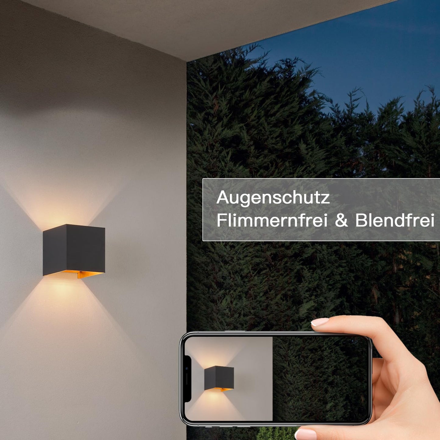 ZMH LED Wandleuchte Innen Wandlampe - Aussenlampe Schwarz Gold Wandbeleuchtung Aussen Außenwandleuchte Up Down IP65 Wandstrahler 3000K Warmweiß Außenlampe G9 für Hauswand Treppenhaus Flur Garten