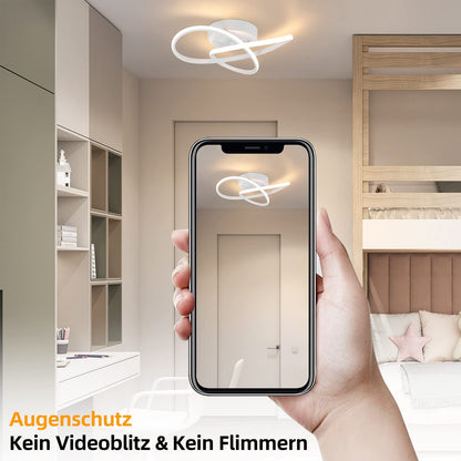 ZMH LED Deckenlampe Dimmbar Deckenleuchte - 33W Schlafzimmerlampe Modern mit Fernbedienung Wohnzimmerlampe Weiss - 40CM Geometrie Design Lampe für Wohnzimmer Schlafzimmer Küche Flur Studio