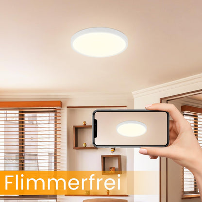 ZMH Deckenlampe LED Deckenleuchte Dimmbar - Ø30cm Badezimmerlampe Flach 20W Bad Deckenbeleuchtung mit Fernbedienung Schlafzimmerlampe Rund IP44 Wasserdicht Küchenlampe Weiß für Schlafzimmer Wohnzimmer