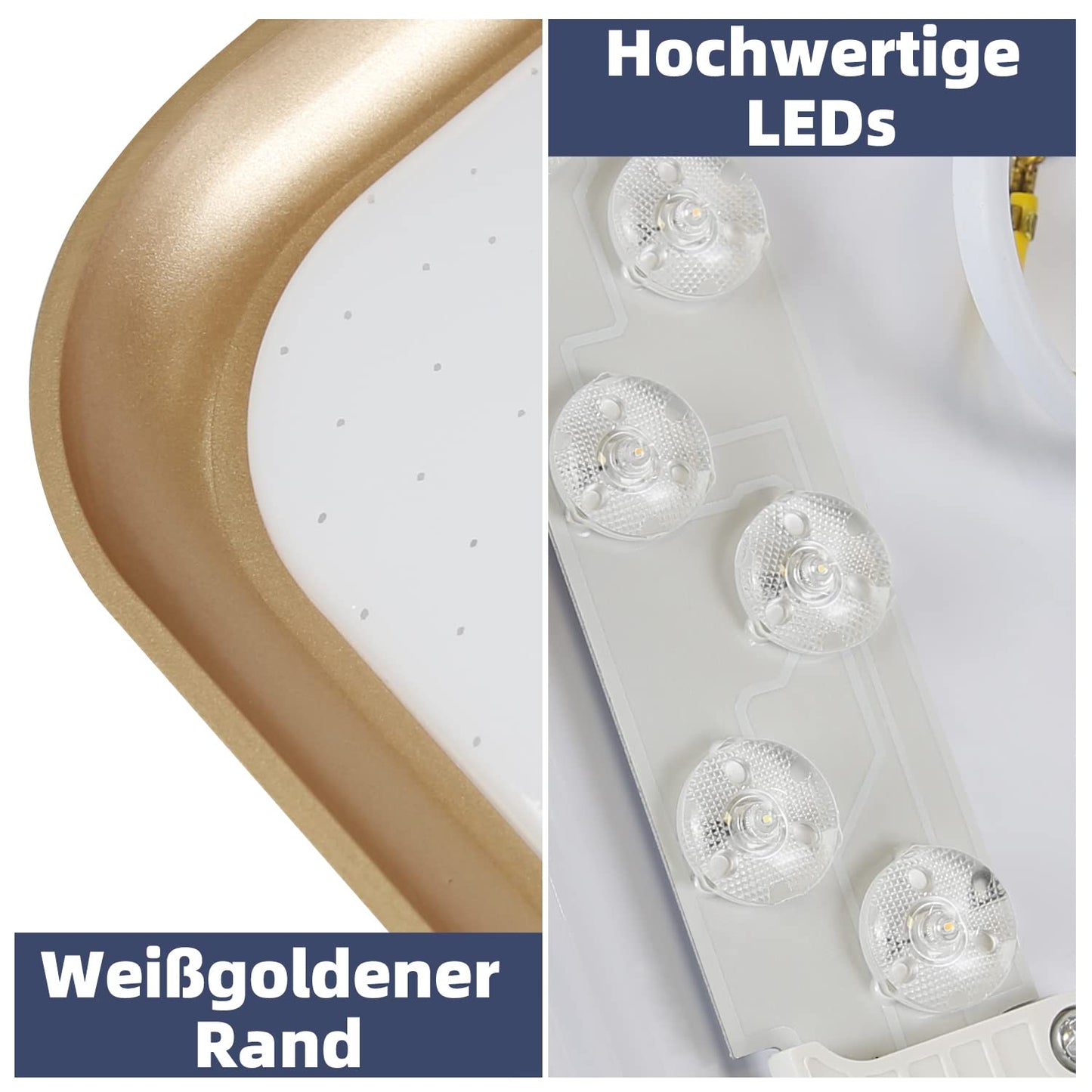 ZMH Deckenlampe LED Deckenleuchte Wohnzimmer Dimmbar - 32W Modern Schlafzimmerlampe Eckig 30cm mit Fernbedienung Küchenlampe in Weißgold inkl. Memoryfunktion Deko Deckenbeleuchtung für Flur Esszimmer