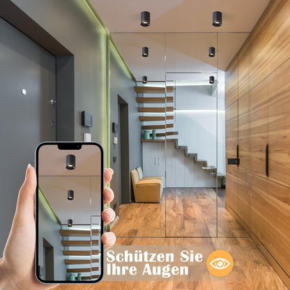 ZMH 4ER Aufbauspot Schwarz LED Deckenspots: Aufbaustrahler Rund Deckenleuchte Aufputz 7W 3000K Spot Deckenlampe Aufbau aus Aluminium Flurlampe Aufbauleuchte für Wohnzimmer Schlafzimmer