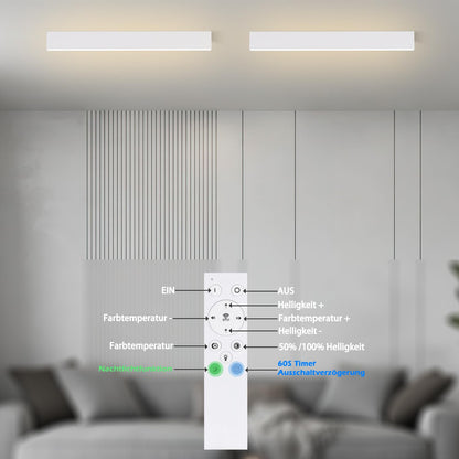 ZMH Deckenlampe LED Deckenleuchte Dimmbar - 53.6CM Wohnzimmerlampe Lang Bürolampe Küchenlampe Modern Design mit Fernbedienung 17W Büro Deckenbeleuchtung Panel für Wohnzimmer Schlafzimmer