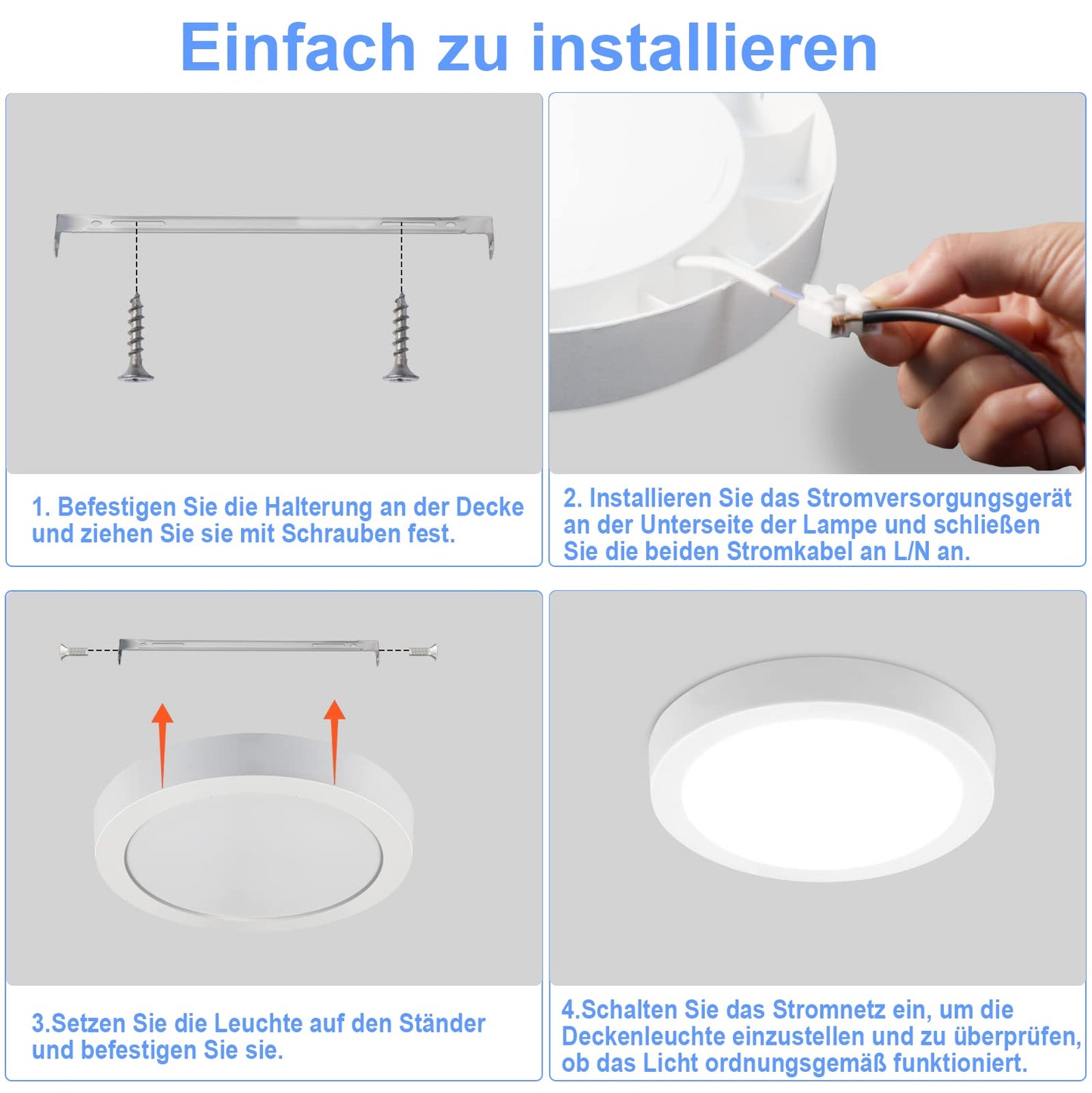 ZMH LED Deckenleuchte Rund Flach Deckenlampe–2 Stück Modern Weiß Flurlampe Kaltweiß 5000K 18W IP44 Wasserfest für Küche Büro Wohnzimmer Badezimmer Kinderzimmer Esszimmer Ø23CM