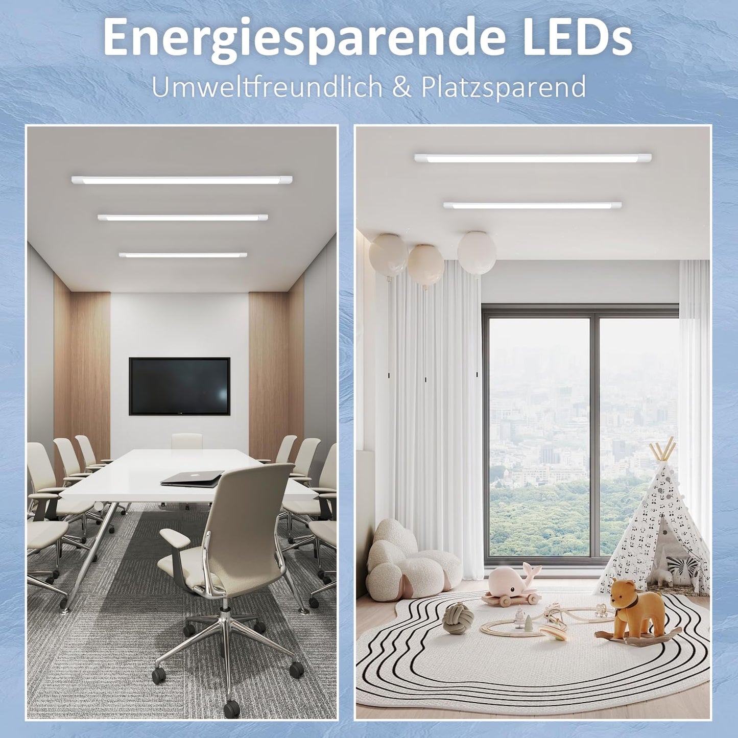 ZMH LED Deckenlampe 90CM Deckenleuchte - 24W Leiste Flach Küchenlampe Feuchtramleuchte Röhre Werkstattlampe 4000K Neturalweiß Kellerlampe 180° Abstrahlwinkel für Keller Küche Büro Garage Warenhaus