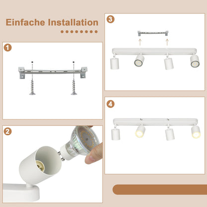 ZMH LED Deckenleuchte 4 Flammig Deckenstrahler - GU10 Deckenlampe Wohnzimmer Strahler Modern Deckenspot Schwenkbar Design Weiß Spot für Flur Schlafzimmer Esszimmer Küche Esstisch - Ohne Glühbirn