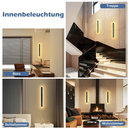 ZMH 2ER LED Wandleuchte Aussen Lange Wandlampe - 50CM Schwarz Außenlampe Haus Wand Modern Aussenleuchte Villa Acryl Außen IP65 Wasserdicht 10W 3000K Warmweiß Licht für Innen Terrasse Gärten