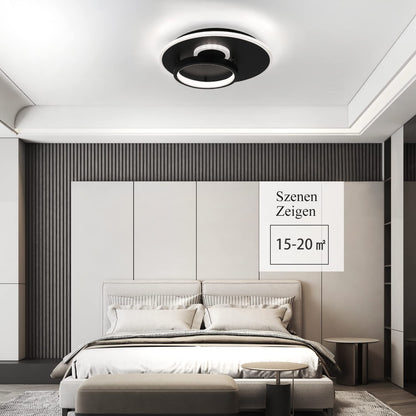 ZMH Led Deckenlampe Wohnzimmer Deckenleuchte Flur - Schwarz 33W Dimmbar Wohnzimmerlampe Modern Schlafzimmerlampe Rund Design Flurlampe mit Fernbedienung Deckenbeleuchtung f¨¹r K¨¹che Esszimmer B¨¹ro