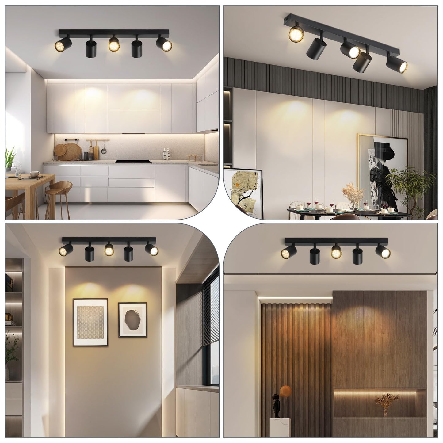 ZMH LED Deckenleuchte Schwarz Deckenstrahler: GU10 Deckenlampe Spots 5 Flammig 330°Schwenkbar Deckenspots Modern Flurlampe Industrial Wandstrahler für Wohnzimmer Schlafzimmer Küche Ohne Leuchtmittel