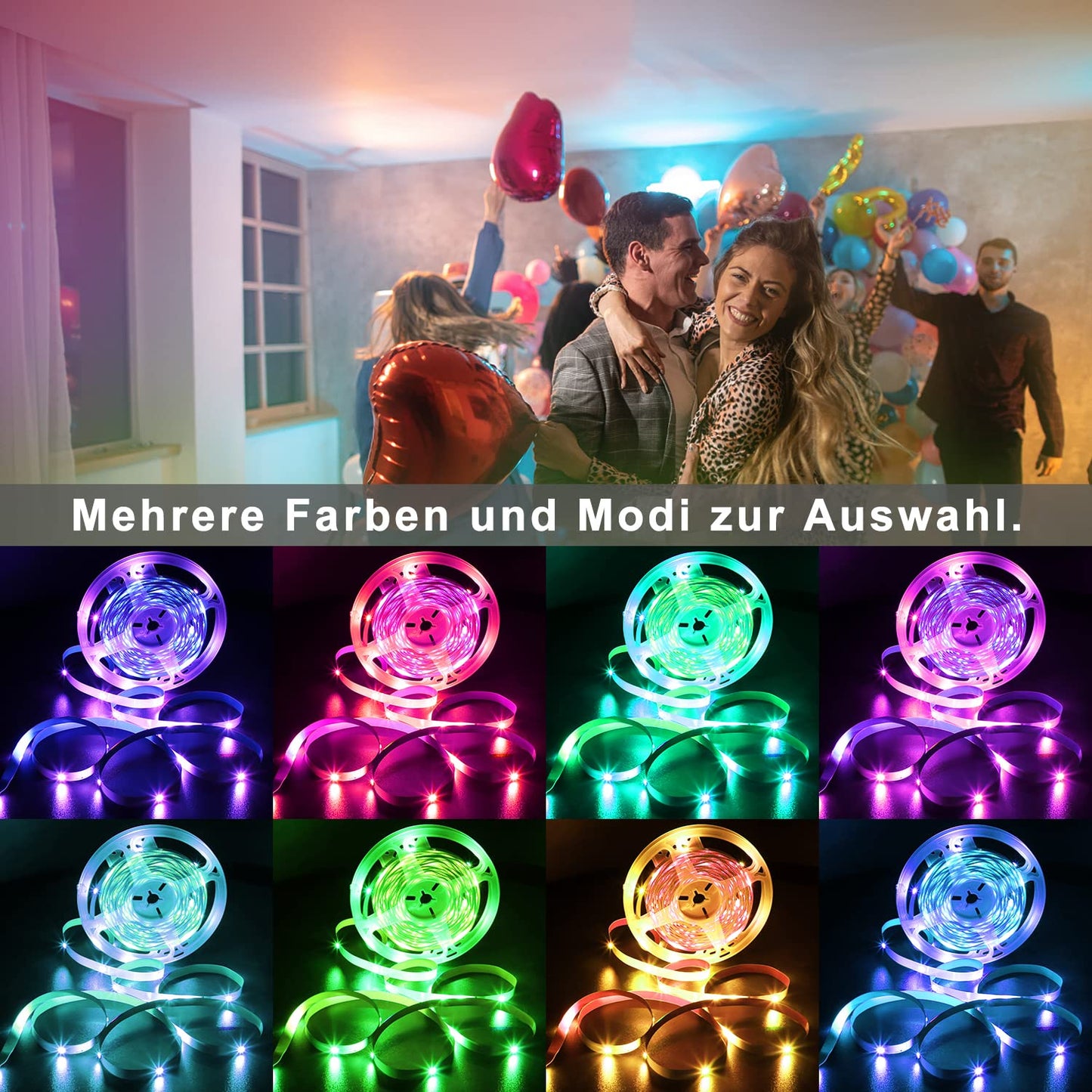 ZMH RGB LED Strip 20m: 16 Mio Selbstklebend Streifen APP Steuerung Bluetooth Licht Bänder mit Fernbedienung Dimmbar Lichtleiste TV Hintergrundbeleuchtung Musik Sync für Party Valentinstag Deko