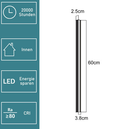 2ER Wandlampe led Wandleuchte innen - Modern 60CM 21W Flur Up Down Warmwei? Flurlampe Wohnzimmerlampe Schwarze Bettlampe Wandbeleuchtung f¨¹r Treppenhaus Wohnzimmer Kinderzimmer Schlafzimmer