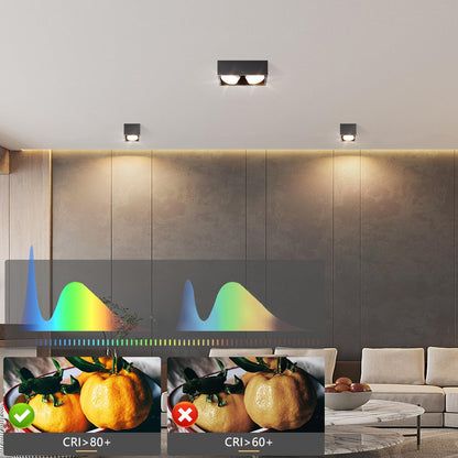 ZMH Deckenspots LED Aufbauspot - Schwarz Aufbaustrahler mit 2 Flammig Schwenkbar Deckenstrahler Warmweiß Aufbauleuchte Modern 2x5W GX53 Eckig Flach für Küche Wohnzimmer Esszimmer Korridor Flur