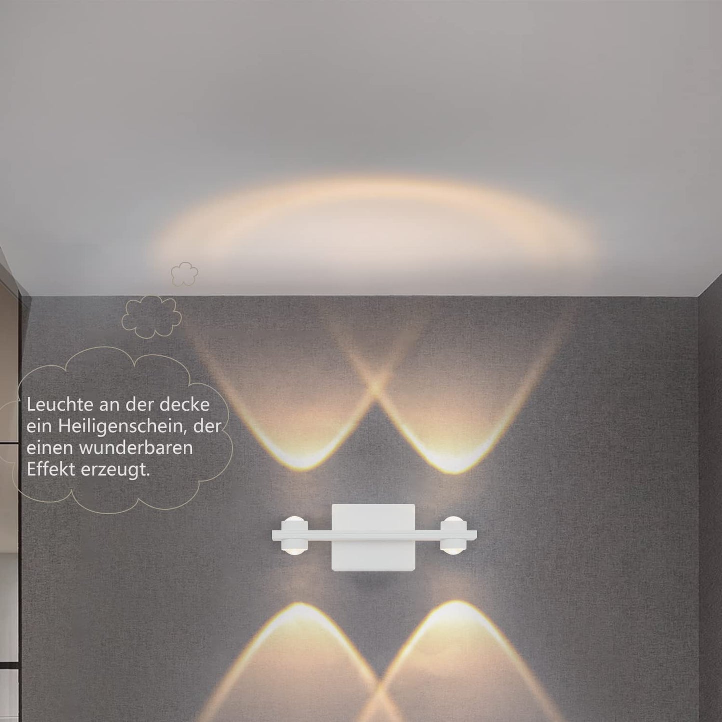 ZMH LED Wandleuchte innen Wandlampe Wohnzimmer - 5W Modern weiß Flurlampe Wandbeleuchtung 3000K Warmweiß Up Down Wandlicht Spot aus Metall Wanddeko Nachtlampe für Treppenhaus Schlafzimmer Kinderzimmer