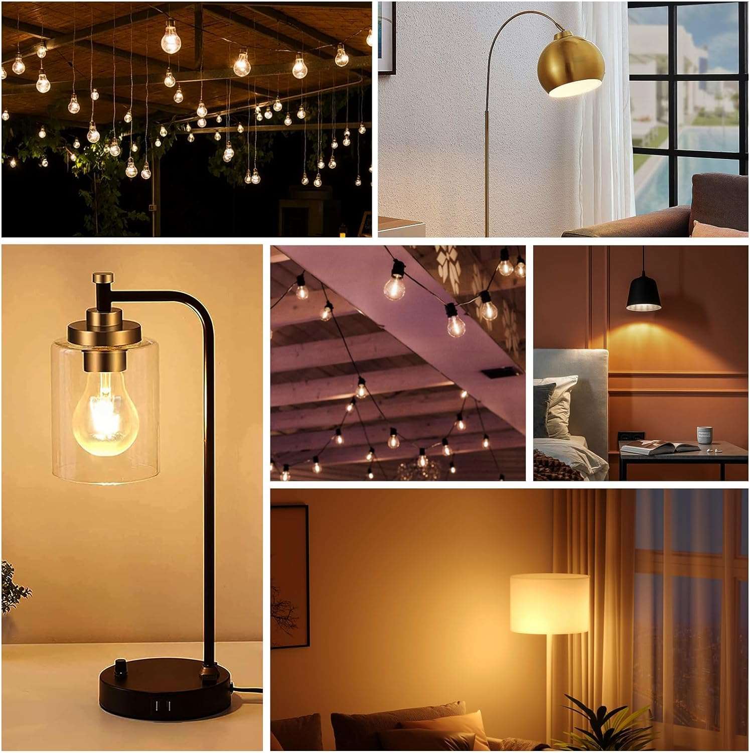 ZMH 6× LED E27 Glühbirne: A60 Warmweiss Lampe Vintage Leuchtmittel 4W 2700K Edison Glühlampe Retro Filament Birnen Bulb Energiesparlampe für Haus Café Bar nicht Dimmbar