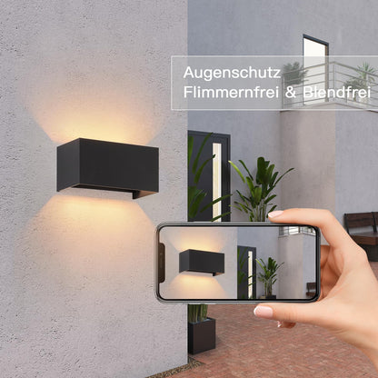 ZMH LED Wandleuchte Innen Wandlampe - Aussenlampe Schwarz Wandbeleuchtung Aussen Außenlampe Up Down IP65 Außenbeleuchtung 3000K Warmweiß Außenwandleuchte G9 für Hauswand Treppenhaus Flur Garten