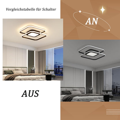 ZMH LED Deckenleuchte Wohnzimmer Deckenlampe - Schwarz Modern Schlafzimmerlampe 48W Dimmbar mit Fernbedienung Metall Design Wohnzimmerlampe für Schlafzimmer Küche Kinderzimmer Esszimmer