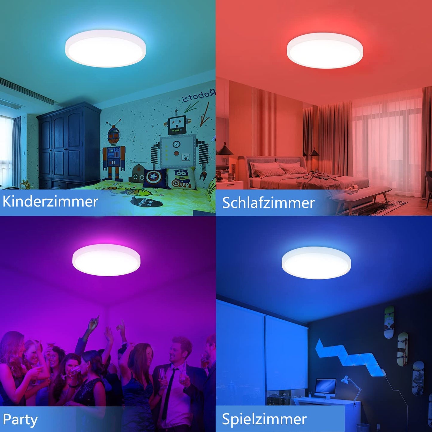 ZMH 36W Deckenlampe LED Deckenleuchte Farbwechsel - Dimmbar Schlafzimmerlampe mit Smart RGB Hintergrundbeleuchtung Panel Flach Rund per Fernbedienung App für Wohnzimmer Schlafzimmer Kinderzimmer