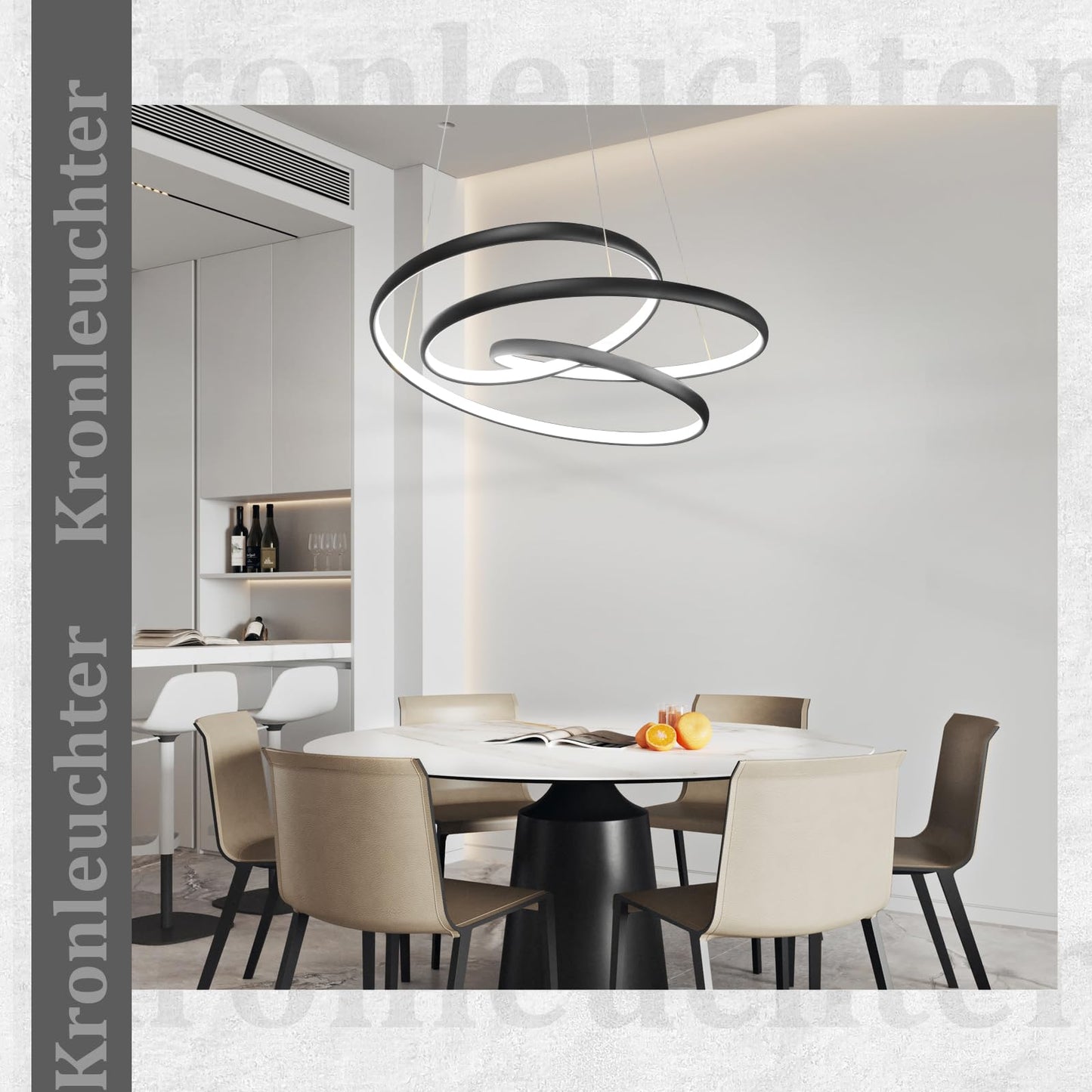 ZMH Hängelampe Esstisch Pendelleuchte Schwarz - LED Esstischlampe 55W Hängeleuchte Dimmbar 50CM Esszimmerlampe Modern Pendellampe mit Fernbedienung Wohnzimmerlampe Hängend für Wohnzimmer Schlafzimmer