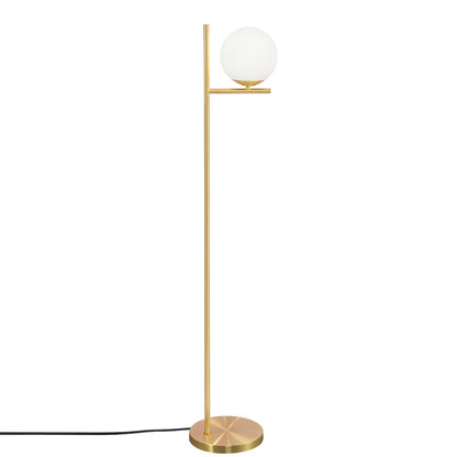 ZMH Stehlampe Wohnzimmer Modern Standleuchte - Gold Industrial Stehleuchte mit Fußschalter Metall Design aus Weiß Glas Standlampe E27 Vintage Bodenlampe Kabel 2M für Schlafzimmer Büro kinderzimmer