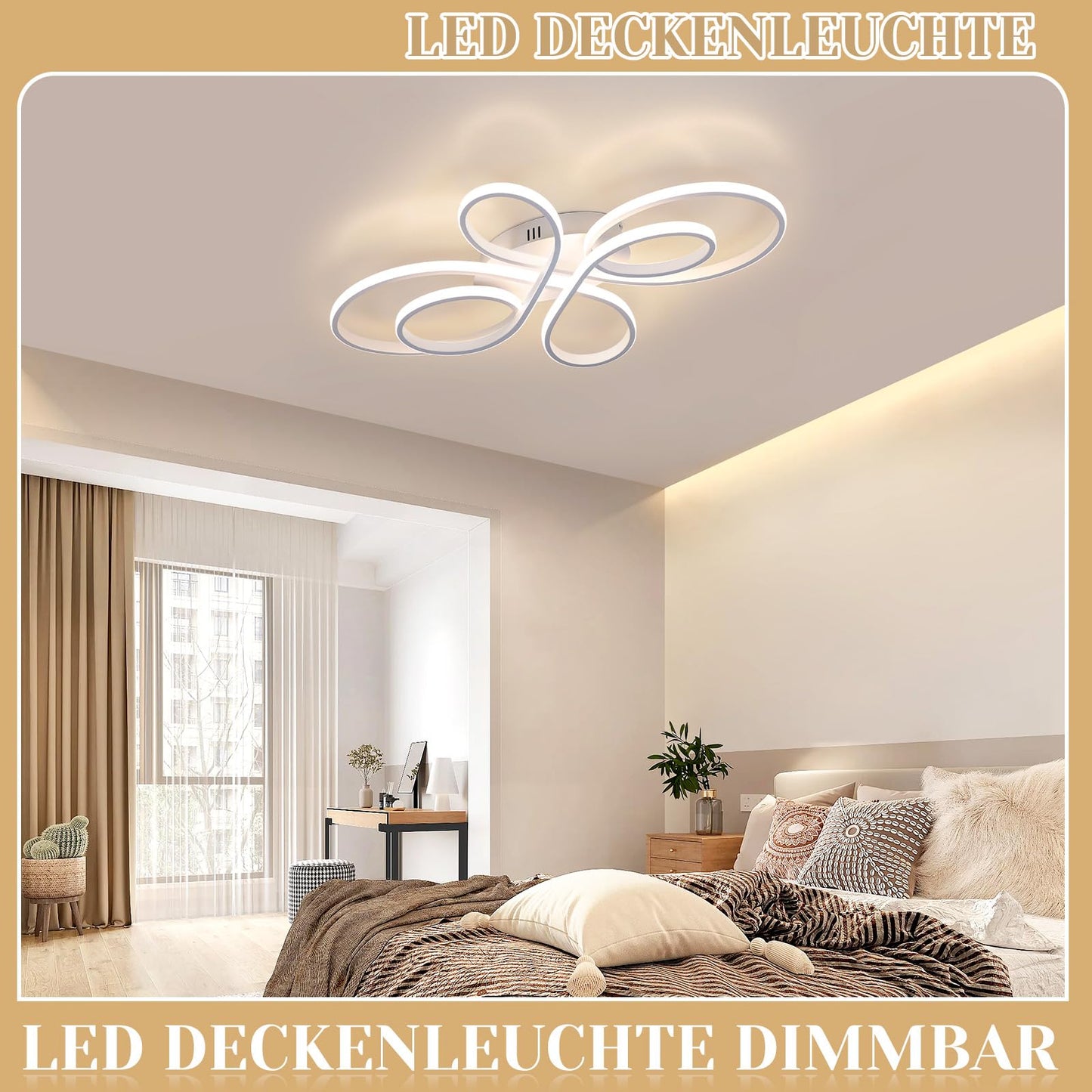 ZMH Deckenlampe LED Deckenleuchte Dimmbar - Wohnzimmerlampe 80cm Wohnzimmer 78W Modern Schlafzimmerlampe Schlafzimmer Weiß mit Fernbedienung Design Deckenbeleuchtung Groß für Esszimmer Büro Küche