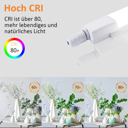 ZMH Feuchtraumleuchte LED 120CM Werkstattlampe - 36W 3960LM Deckenlampe IP65 Wasserfest Kellerlampe Neutralweiß 4000K Leuchtstoffröhre für Garage Werkstatt Feuchtraum Küche Warenhaus Büro Bad