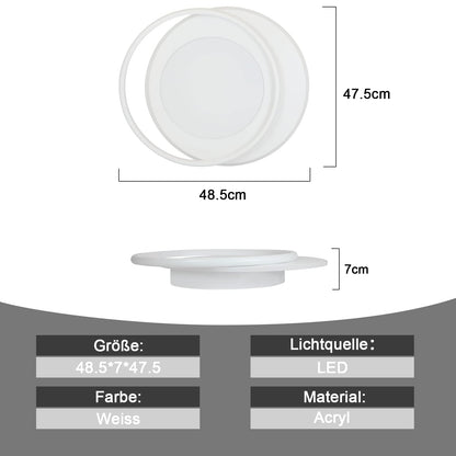 ZMH Deckenlampe LED Deckenleuchte Wohnzimmer - Wohnzimmerlampe Dimmbar Schlafzimmerlampe mit Fernbedienung Schlafzimmer 66W Deckenbeleuchtung Modern Küchenlampe Ring Design 48.5cm für Esszimmer Büro