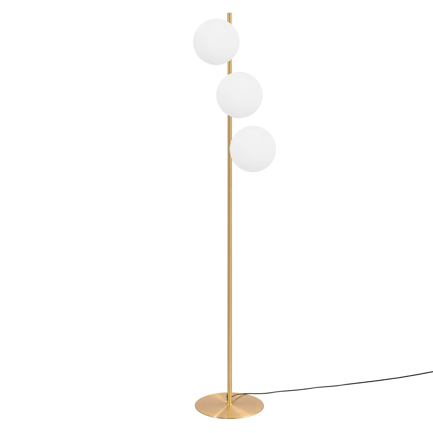 ZMH Stehlampe Wohnzimmer Modern Standleuchte - Gold Industrial Stehleuchte 3 Flammig mit Fußschalter Metall Design aus Weiß Glas Standlampe E27 Vintage Bodenlampe für Schlafzimmer Büro kinderzimmer