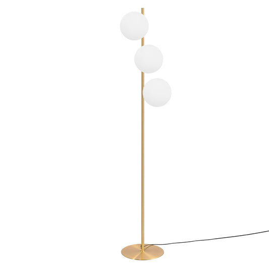 ZMH Stehlampe Wohnzimmer Modern Standleuchte - Gold Industrial Stehleuchte 3 Flammig mit Fußschalter Metall Design aus Weiß Glas Standlampe E27 Vintage Bodenlampe für Schlafzimmer Büro kinderzimmer