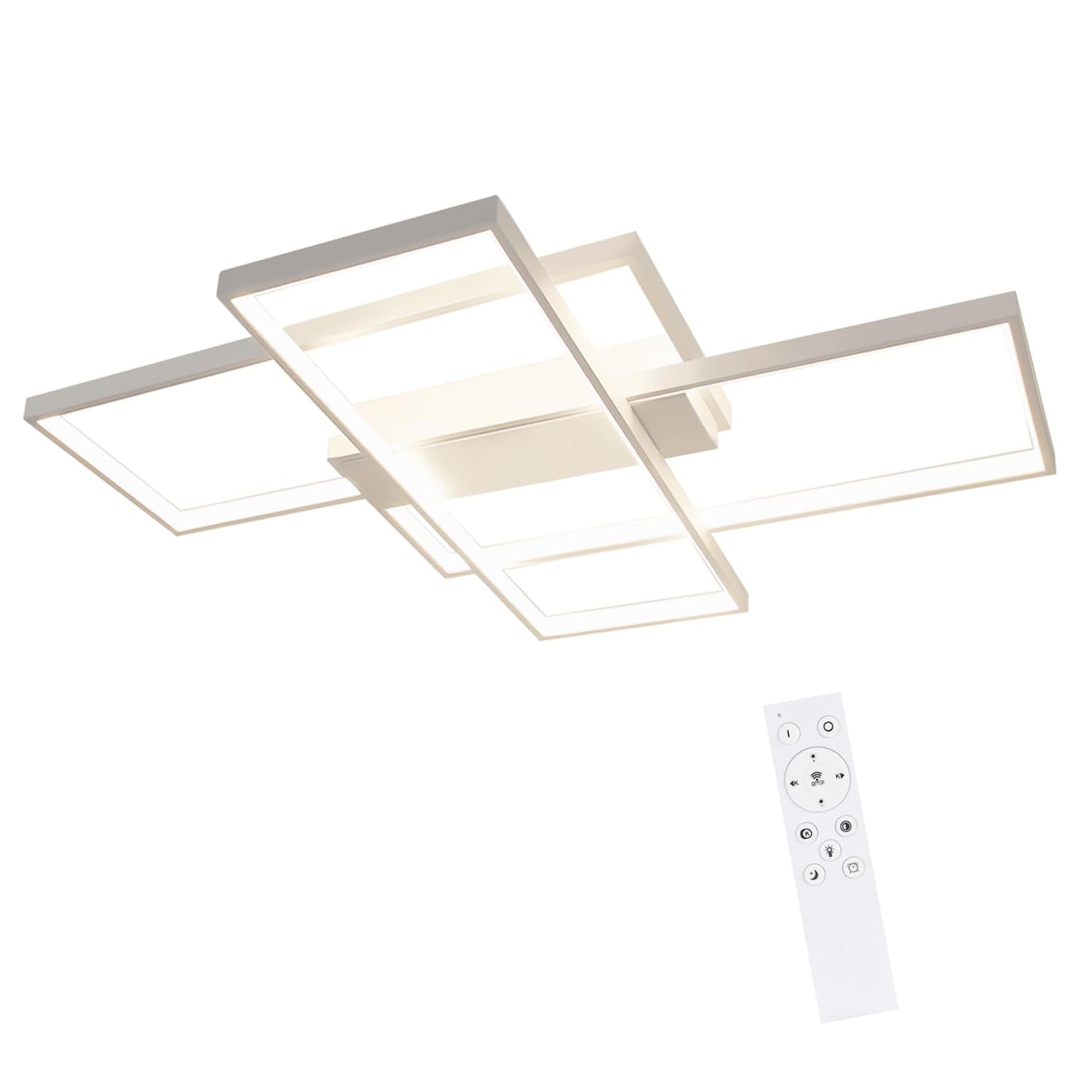 ZMH Deckenlampe LED Deckenleuchte Wohnzimmerlampe - 100cm Schlafzimmerlampe Dimmbar mit Fernbedienung 88W Wohnzimmer Deckenbeleuchtung Modern Küchenlampe Groß Weiß für Schlafzimmer Esszimmer Küche