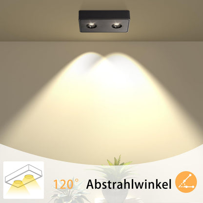 ZMH Spots Deckenleuchte LED Aufputz - Schwarz Aufbaustrahler mit 2 Flammig Deckenspots 14W Warmwei? Deckenstrahler Eckig Modern Spotbaken Flach Aufbauspot f¨¹r K¨¹che Wohnzimmer Esszimmer Korridor Flur