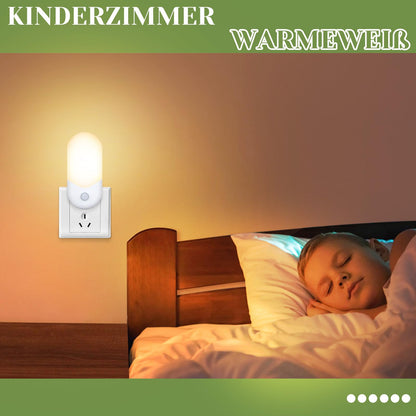 ZMH Nachtlicht Steckdose Steckdosenlampe Kinder - LED Steckdosenlicht WarmWeiß 1W Orientierungslicht Kinderzimmer Nachtlampe mit Dämmerungssensor für Baby Flur Treppenhaus Schlafzimmer Küche