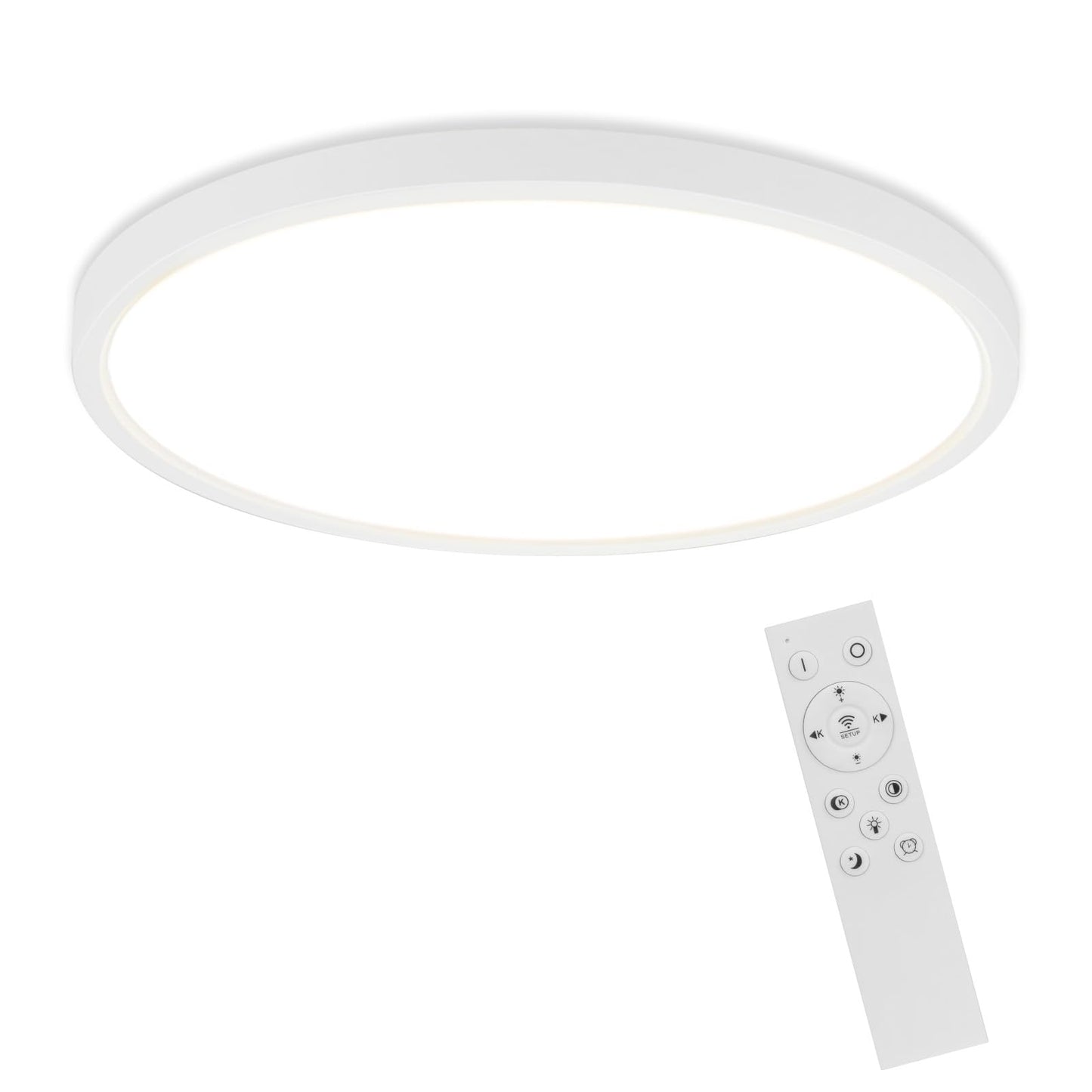 ZMH Deckenlampe LED Deckenleuchte Dimmbar - Ø30cm Badezimmerlampe Flach 20W Bad Deckenbeleuchtung mit Fernbedienung Schlafzimmerlampe Rund IP44 Wasserdicht Küchenlampe Weiß für Schlafzimmer Wohnzimmer