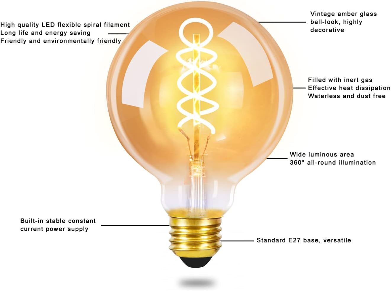 ZMH LED Glühbirne E27 Vintage Lampe: 3 Pack G80 Retro Edison Glühlampe 4W Dekorative Globelampen Warmweiß Filament Birne 2200K für Nostalgie und Beleuchtung im Restaurant Haus Café Bar