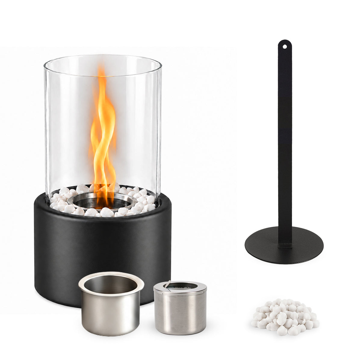 Bioethanol Tischkamin Zylinder 12,3 × 21 cm – Rauchfrei & Geruchsneutral für Innen und Außen