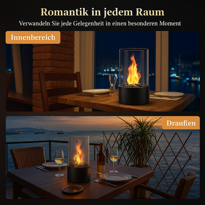 Tischkamin Ethanol Set – Tragbare Tischfeuerstelle mit Deko-Steinen – Dekorativer Innenfeuerstelle Kleine Feuerschale Heizung Edelstahl Ethanolfeuer Geeignet für Zuhause Balkon Garten Camping