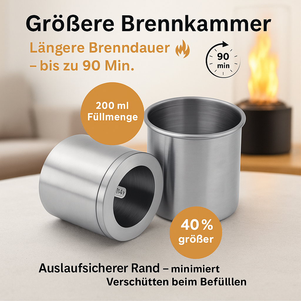 Tischkamin Ethanol Set – Tragbare Tischfeuerstelle mit Deko-Steinen – Dekorativer Innenfeuerstelle Kleine Feuerschale Heizung Edelstahl Ethanolfeuer Geeignet für Zuhause Balkon Garten Camping