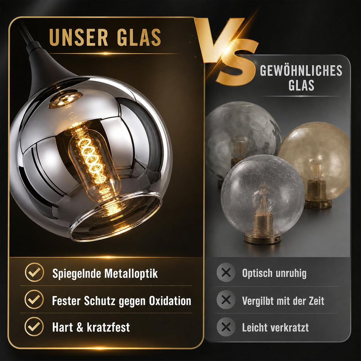 ZMH Pendelleuchte Glas Hängelampe E27 Wohnzimmer 8 Flammig Küchenlampe