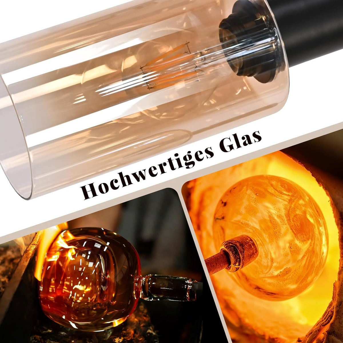 ZMH Pendellampe Esstisch Hängelampe 4 Flammig Glas Hängeleuchte